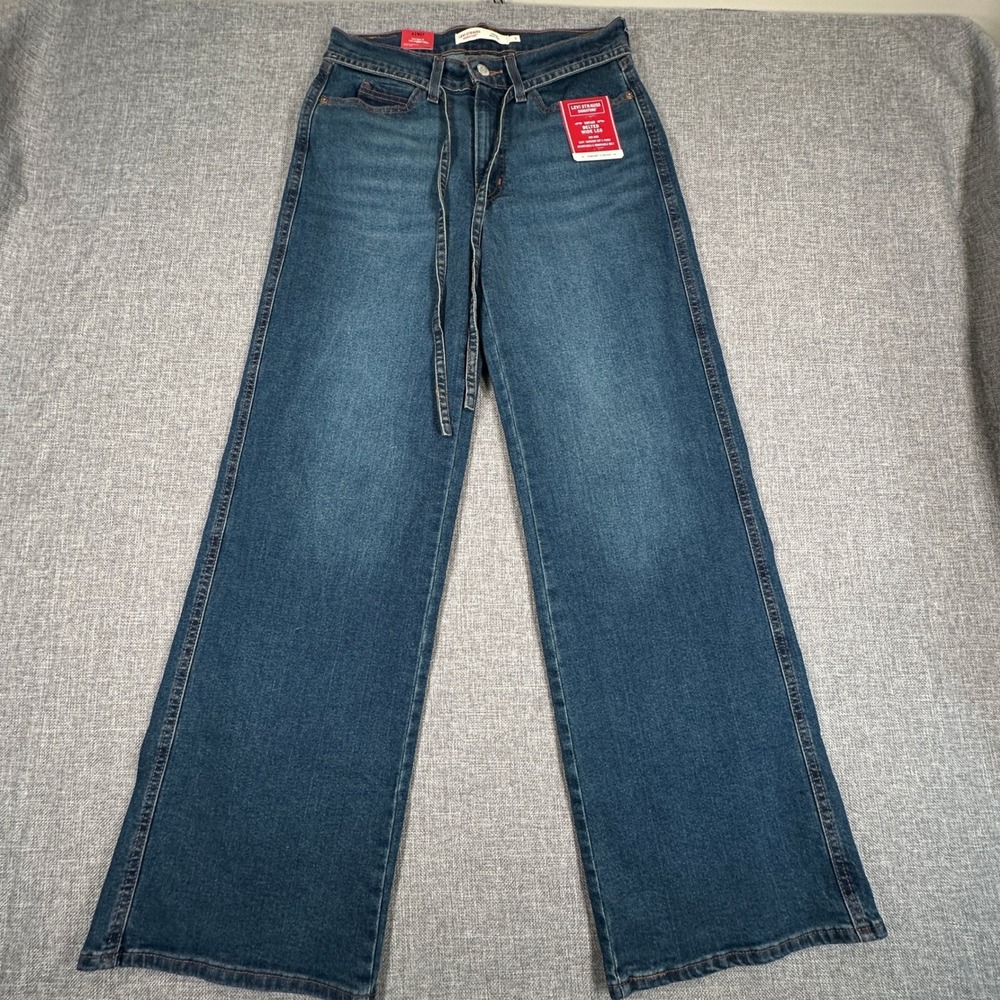 Levi's Signature Tie Waist Vintage Wide Leg Jeans Womens Size 4 W27 Blue NEW - Picture 2 of 12